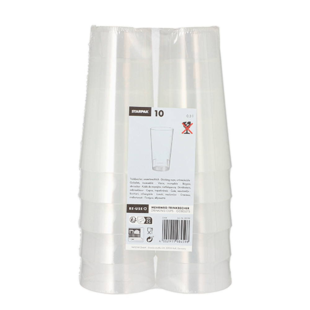 Papstar Mehrweg-Trinkbecher 0,3 l Ø 7 cm · 13 cm transluzent unzerbrechlich