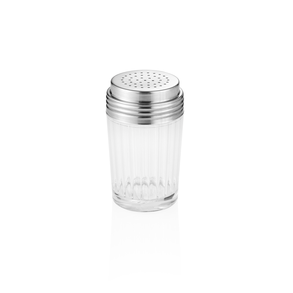 WAS Streuer, Ø 7 cm, Höhe 11,5 cm, 2 mm Perforierung, Glas, Chromnickelstahl 18/
