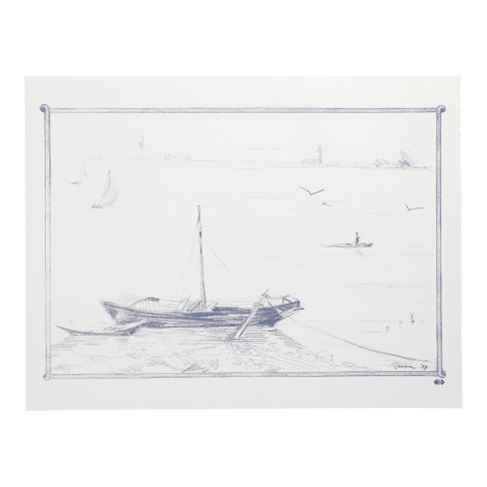 Papstar Tischsets, Papier 30 cm x 40 cm weiss "Ruderboot"
