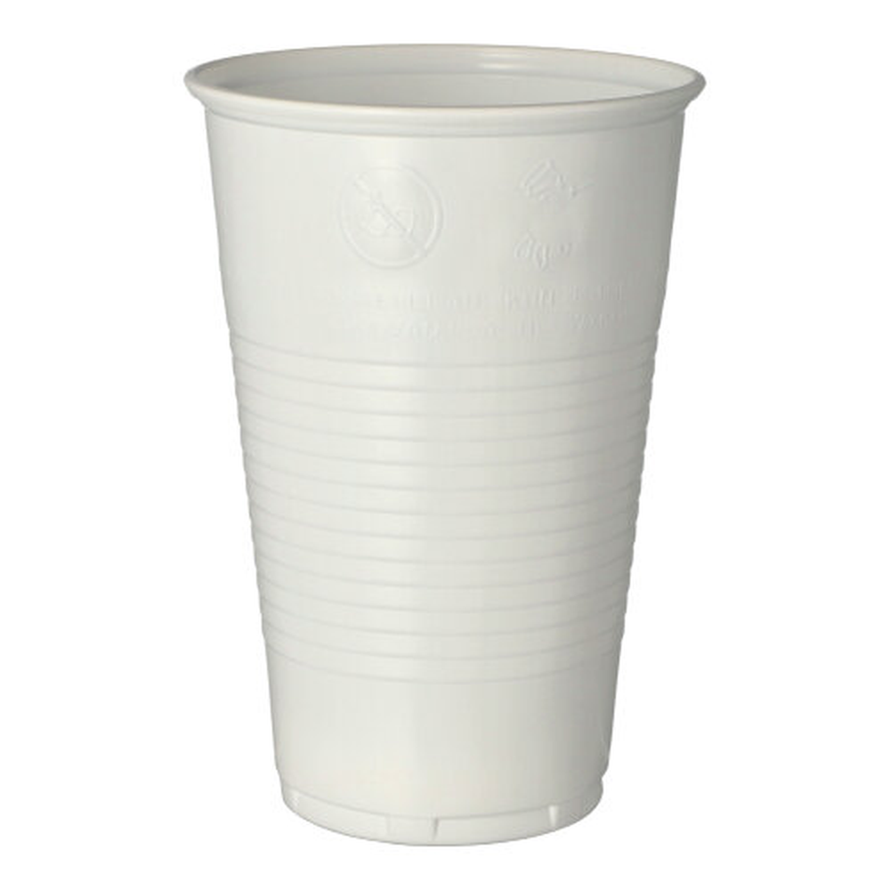 Papstar Trinkbecher, PP 0,5 l Ø 9,5 cm · 13,7 cm weiss mit Schaumrand