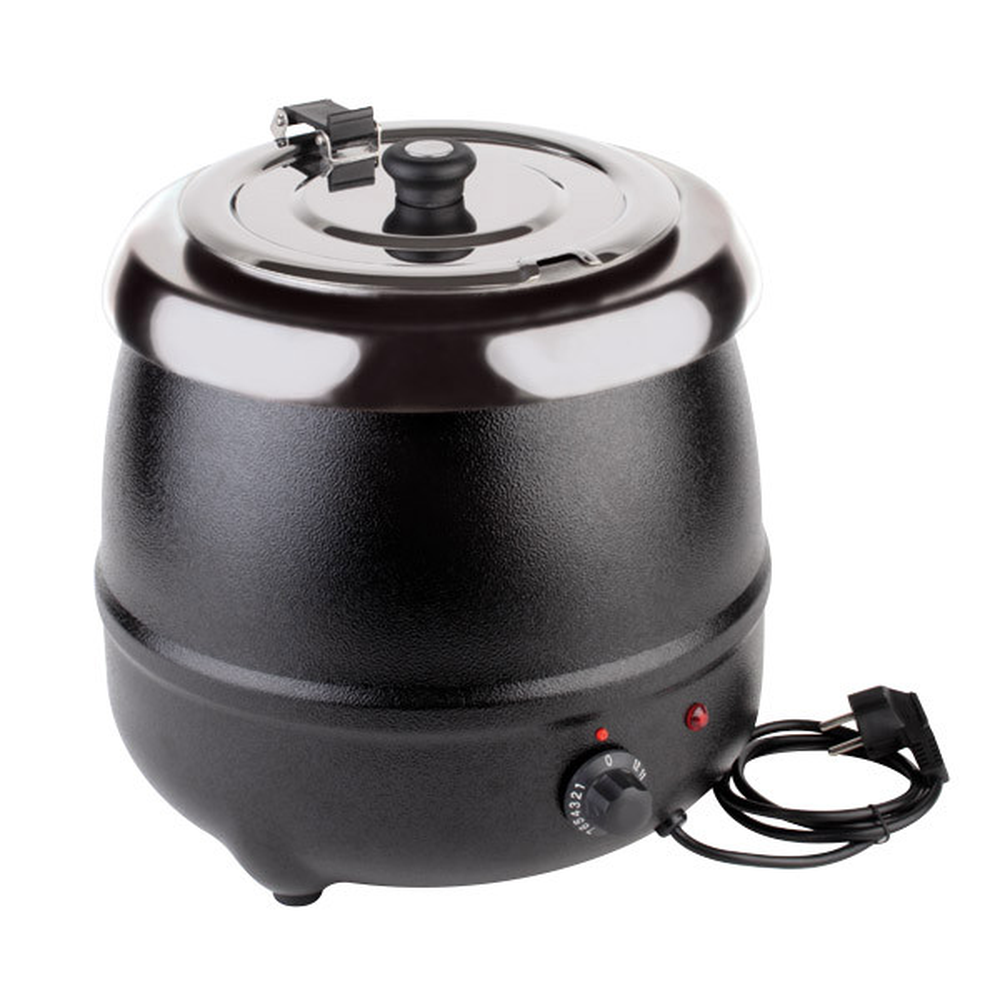 APS Elektrischer Suppentopf Ø 32 cm, H: 36 cm, 9 Liter , Stahl, schwarz lackiert