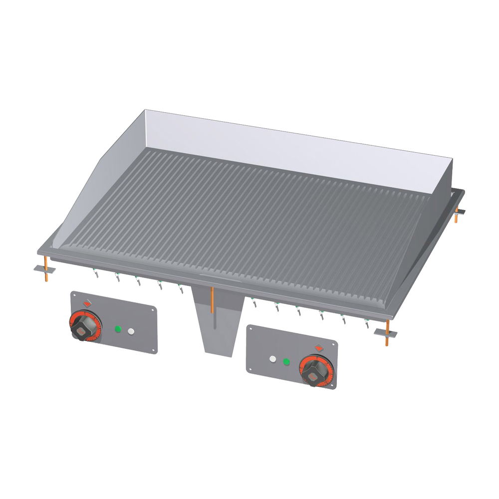 RM Gastro Grillplatte 75x55 drop-in elektrisch verchromt geriffelt 400 V / RM - 