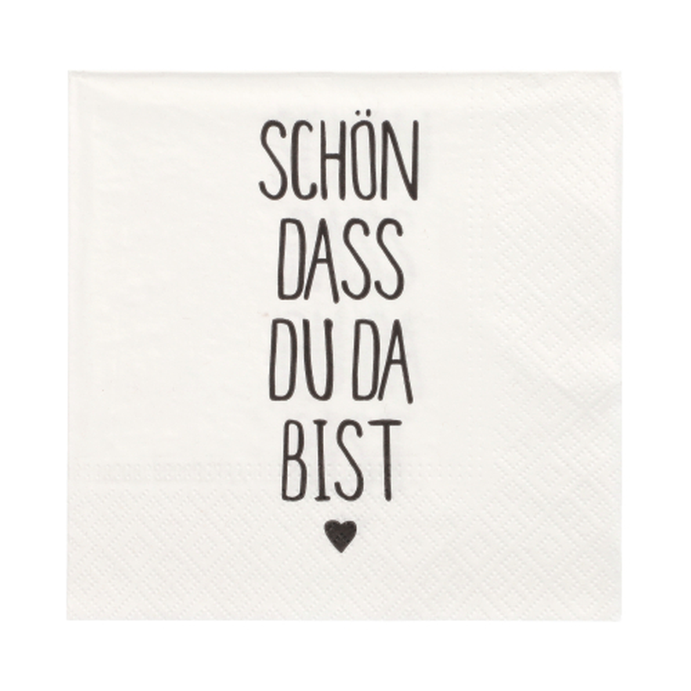 Papstar Servietten, 3-lagig 1/4-Falz 33 cm x 33 cm "Schön, dass du da bist"