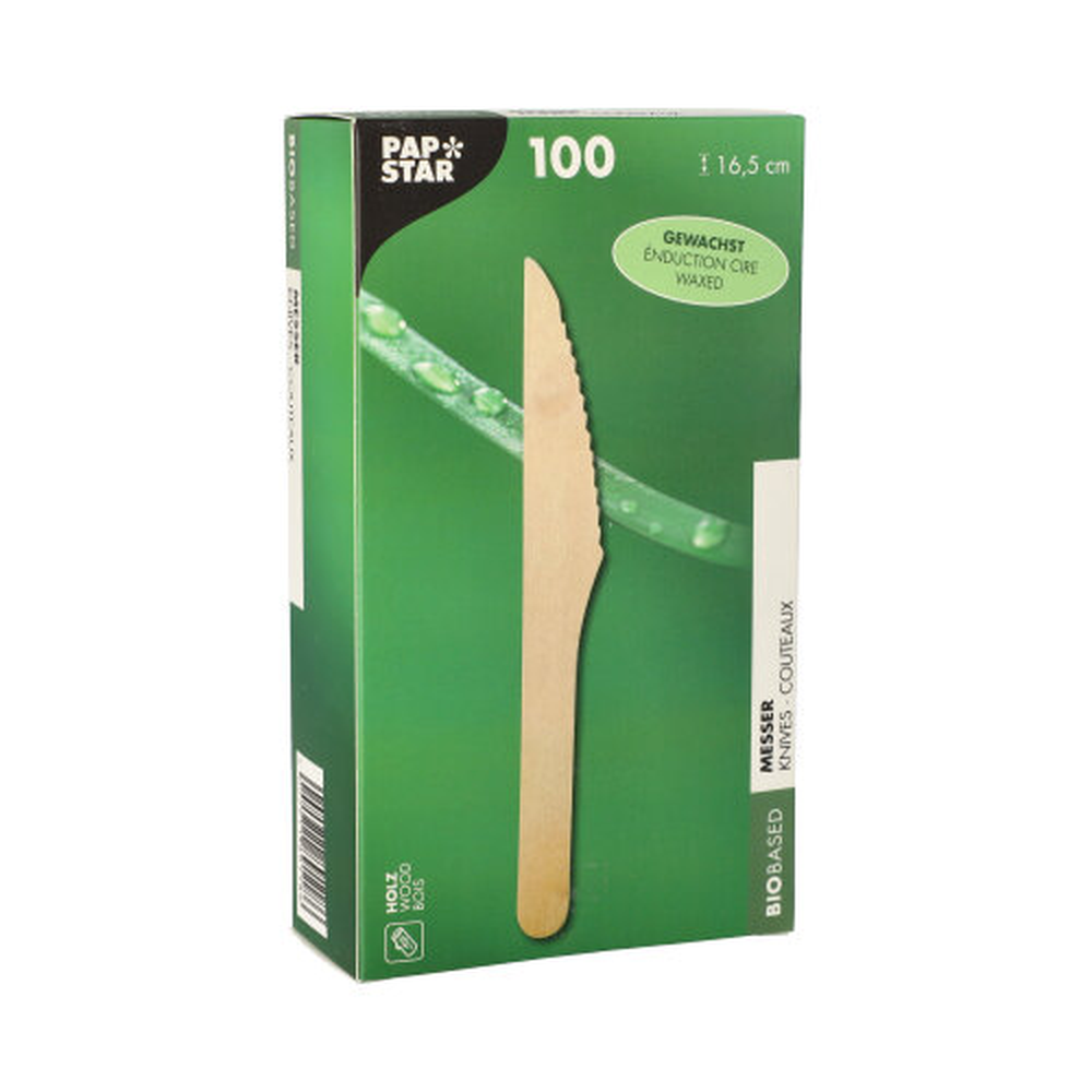 Papstar Messer Holz, gewachst 16,5 cm