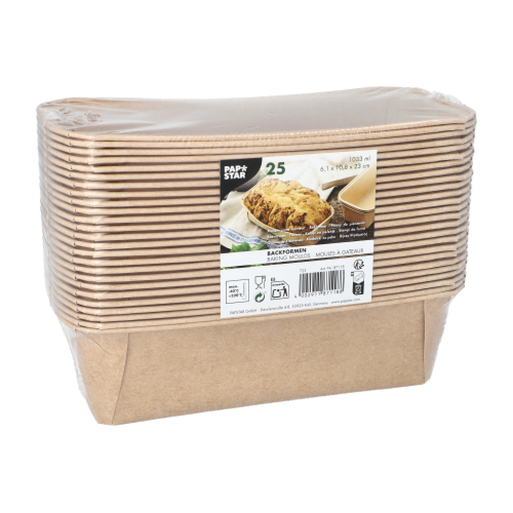 Papstar Backformen eckig 1033 ml 6,1 cm x 10,8 cm x 23 cm braun