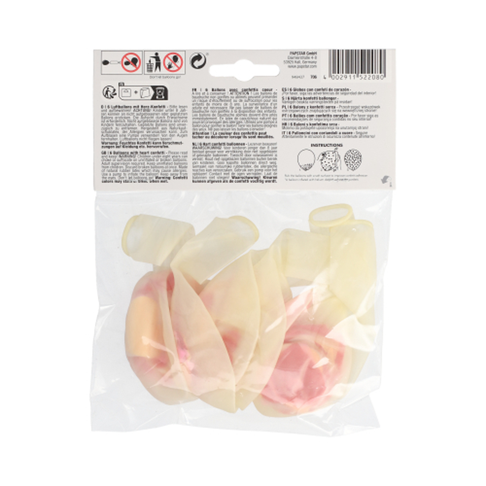 Papstar Luftballons Ø 29 cm mit Herz-Konfetti