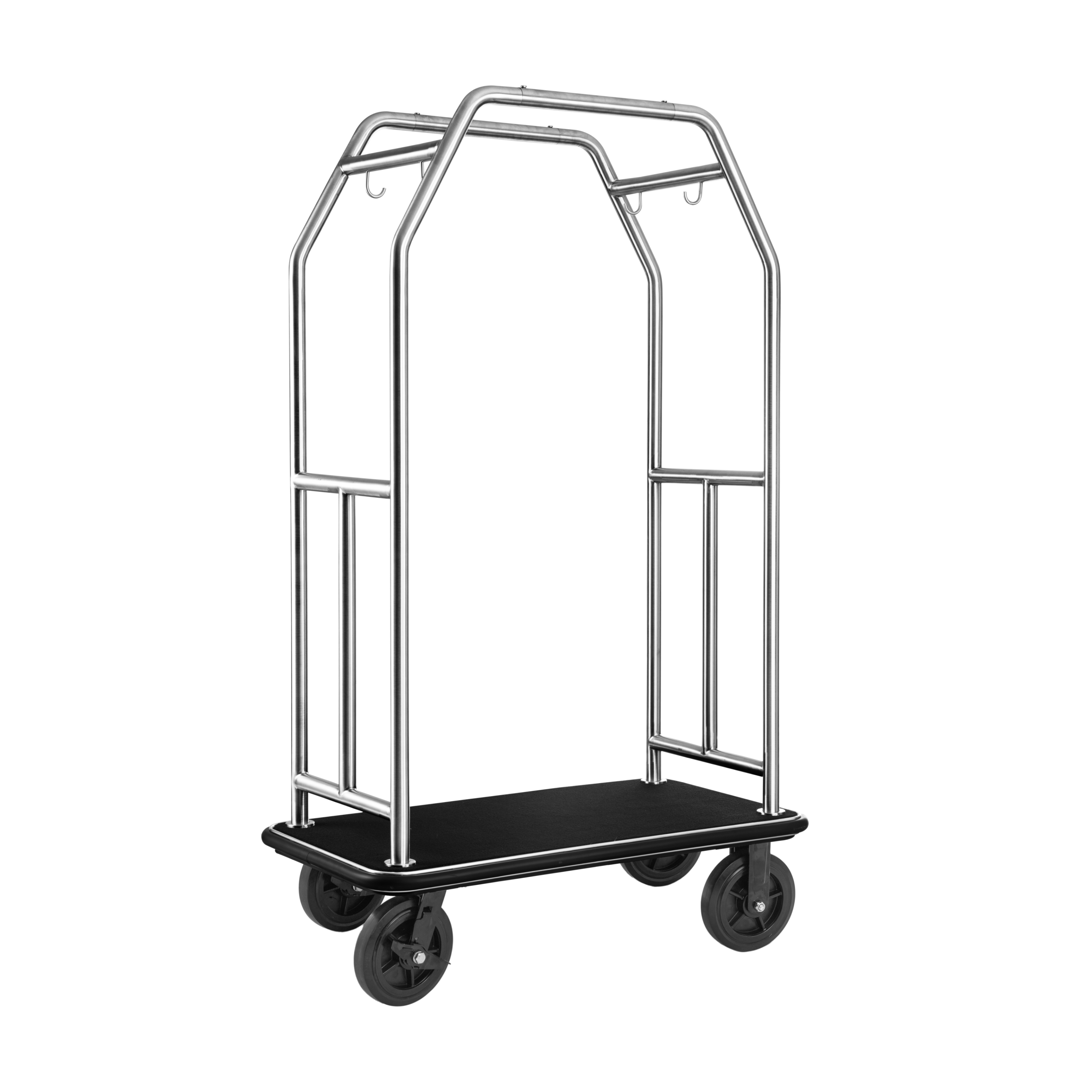 WAS Gepäckwagen TRAVELLER, 112 x 60 x 185 cm, gebürstet, schwarzer Teppich, Chro