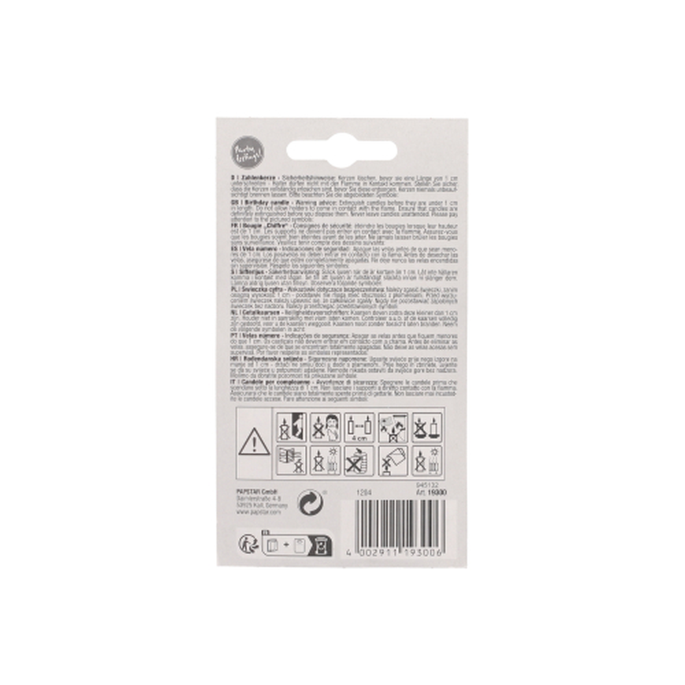 Papstar Zahlenkerze 7,3 cm weiss "0" mit rotem Rand