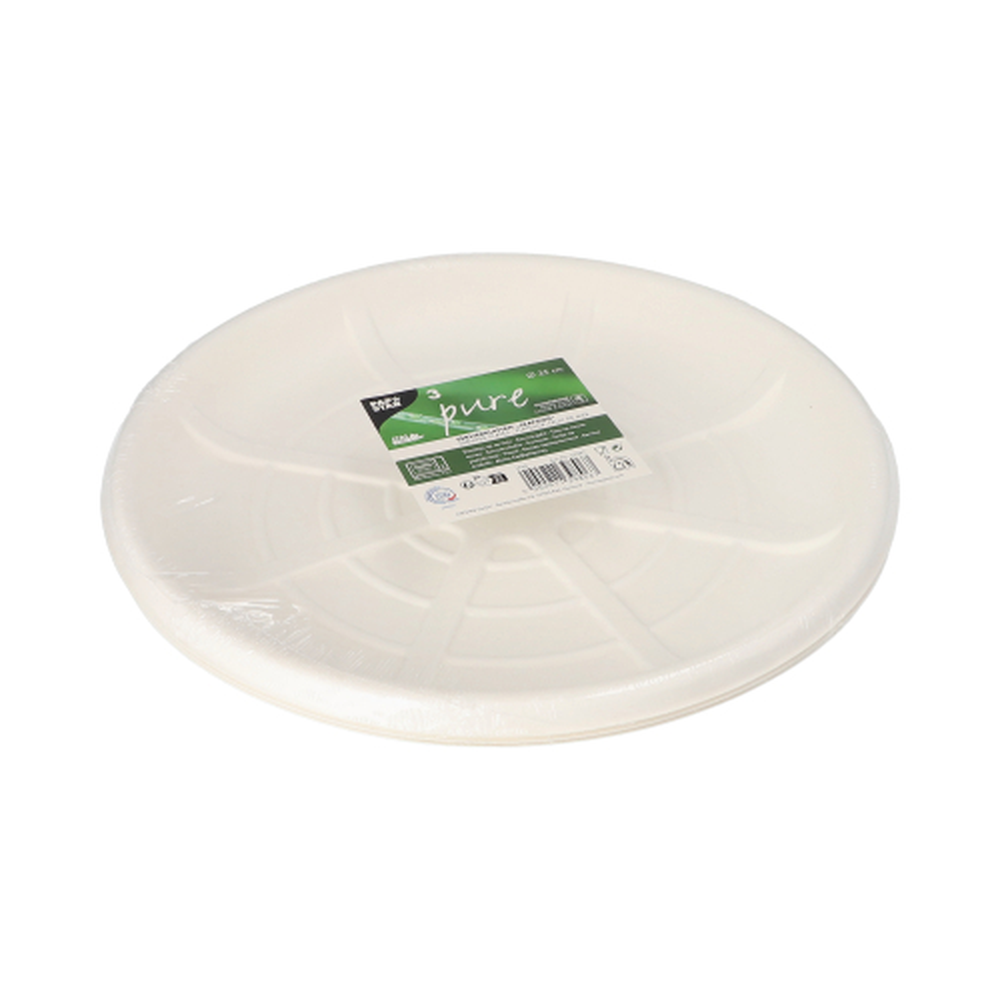 Papstar Servierplatten, Zuckerrohr "pure" rund Ø 35 cm weiss für Meeresfrüchte