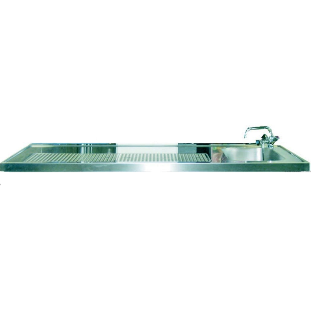 KBS Schanktischabdeckung 1950x700mm mit Aufkantung 2 Becken rechts