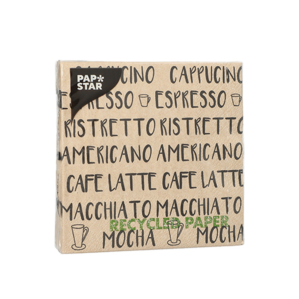 PAPSTAR Servietten, 3-lagig 1/4-Falz 25 cm x 25 cm natur Coffee Specialities