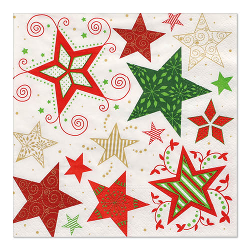 Papstar Servietten, 3-lagig 1/4-Falz 33 cm x 33 cm weiss "Heavenly Stars"