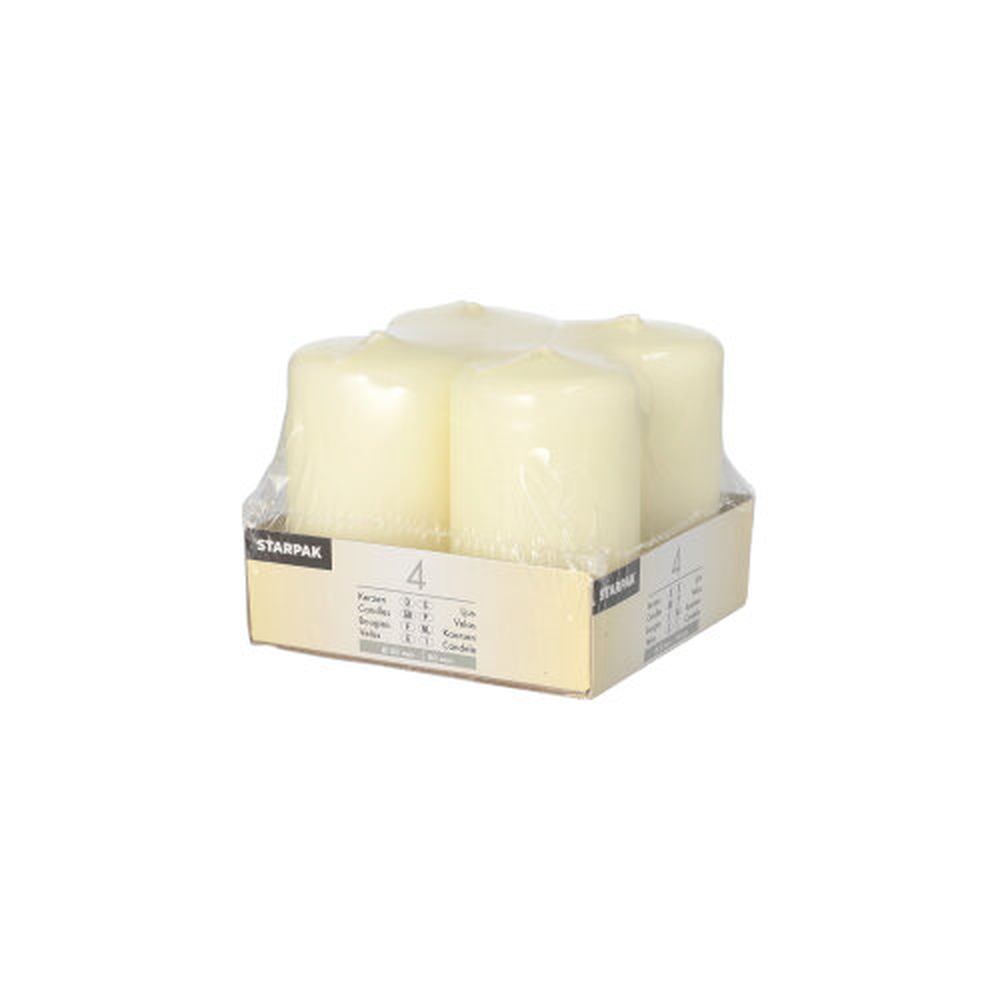 Papstar Stumpenkerzen Ø 50 mm · 80 mm elfenbein "Ivory" mit Flachkopf