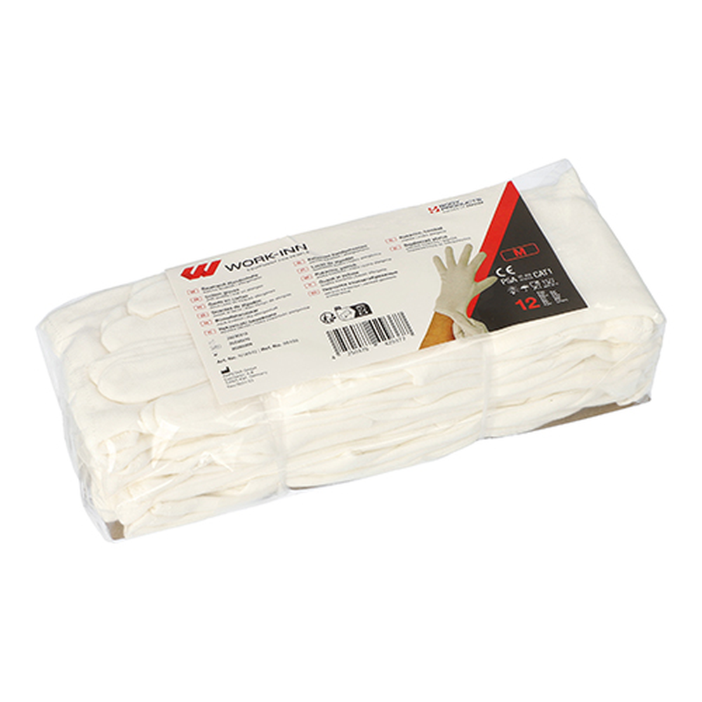 Papstar Paar "WORK-INN/-PS" Baumwollhandschuhe weiss Größe: M