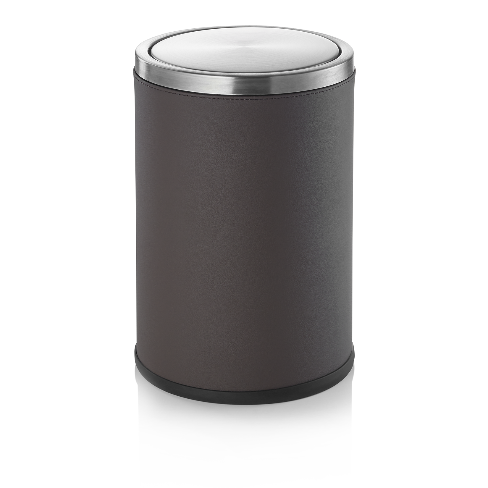 WAS Abfalleimer, 9 ltr., Ø 20 cm, braun, Edelstahl/Kunstleder