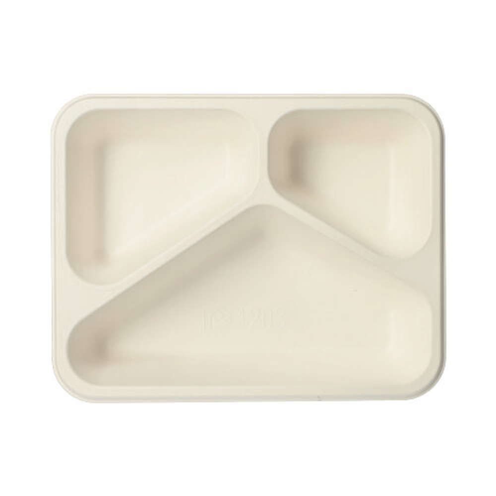 PAPSTAR Siegelschalen, Zuckerrohr Zuckerrohr 3-geteilt 1150 ml 4,5 cm x 17,5