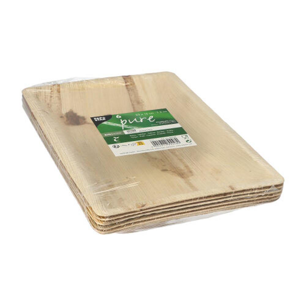 Papstar Teller Palmblatt "pure" eckig 3 cm x 23 cm x 16 cm natur