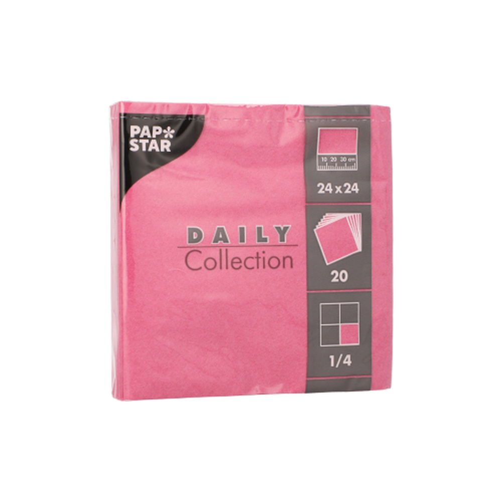 Papstar Servietten "DAILY Collection" 1/4-Falz 24 cm x 24 cm fuchsia