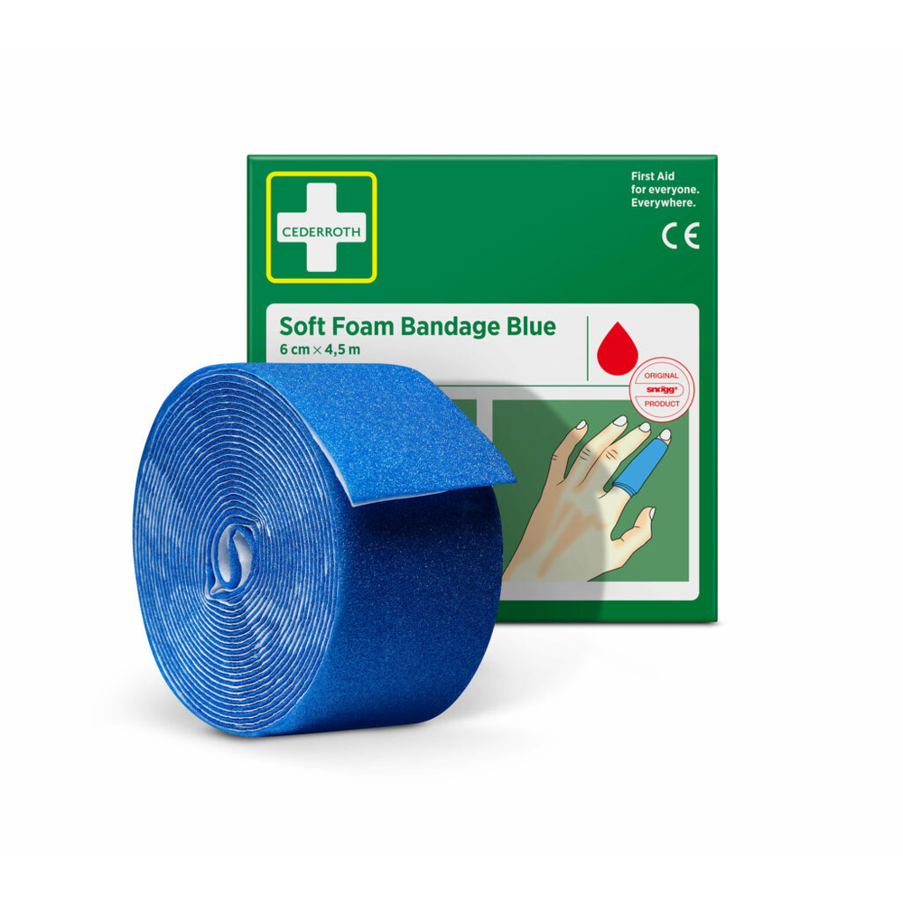 Papstar "Cederroth" Soft Foam Bandage 4,5 m x 6 cm blau , Refill
