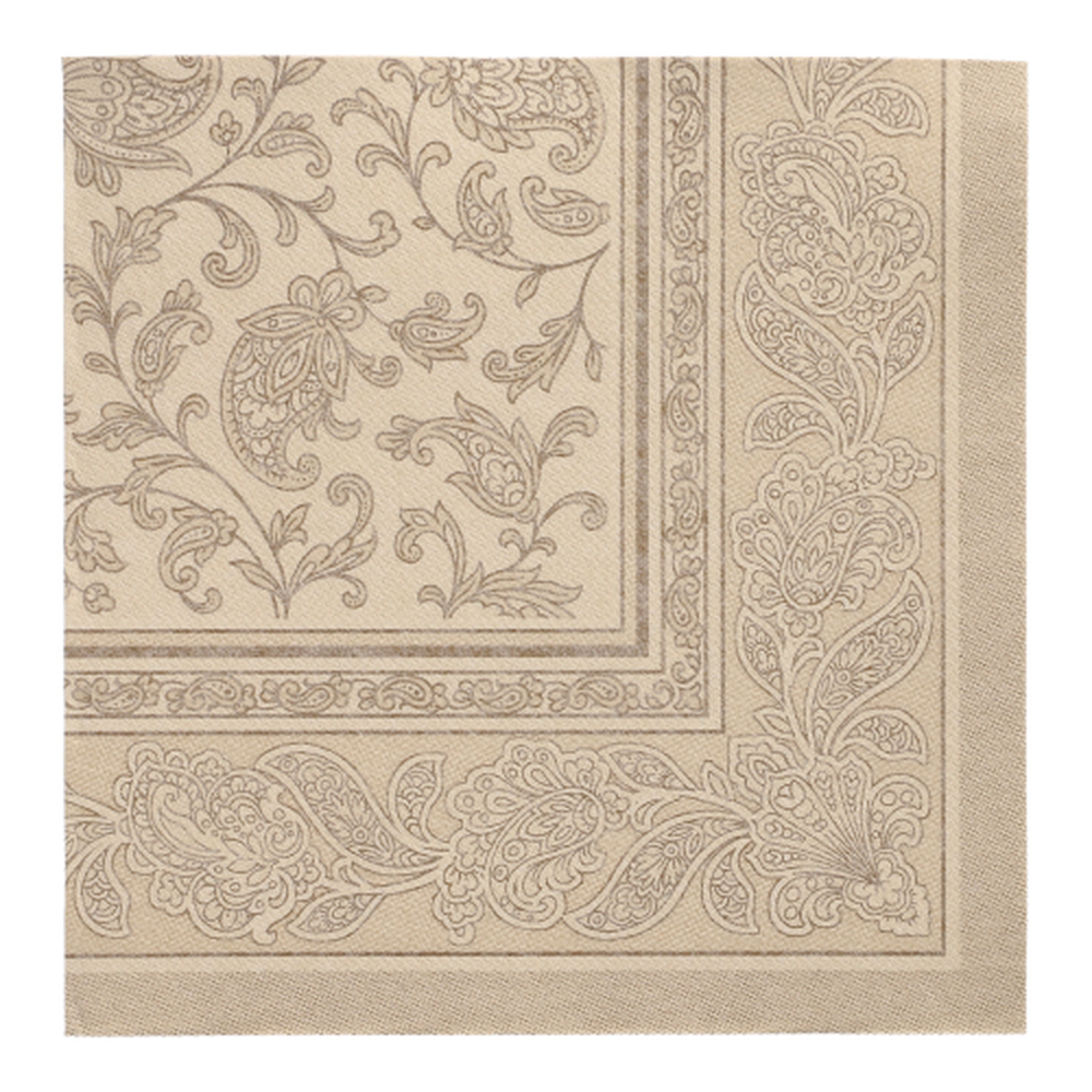 Papstar Servietten "ROYAL Collection" 1/4-Falz 40 cm x 40 cm sand "Ornaments"