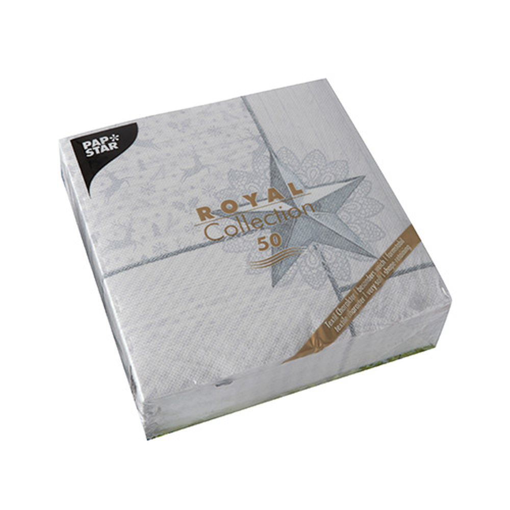 Papstar Servietten "ROYAL Collection" 1/4-Falz 40 cm x 40 cm weiss "Rising Star"