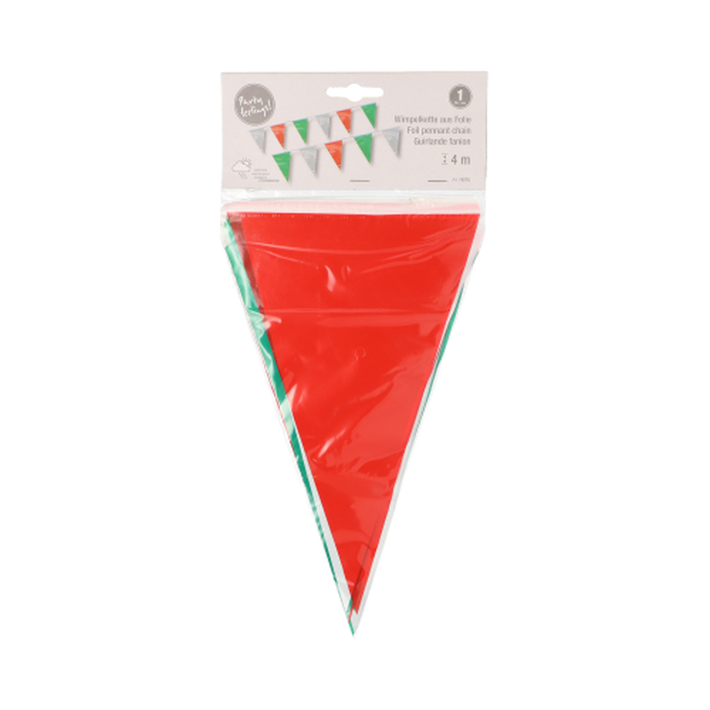 Papstar Wimpelkette, Folie 4 m grün/weiss/rot wetterfest