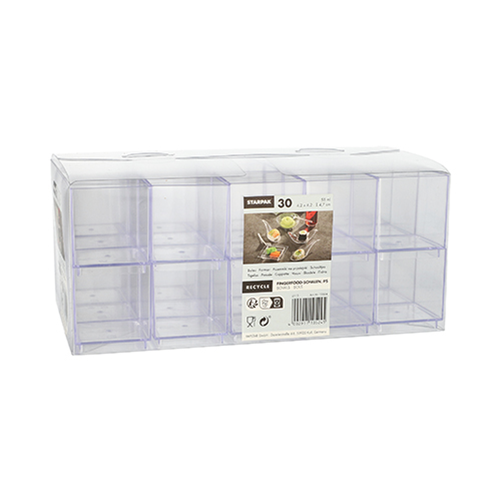 Papstar Fingerfood - Schalen, PS eckig 55 ml 4,7 cm x 4,2 cm x 4,2 cm glasklar