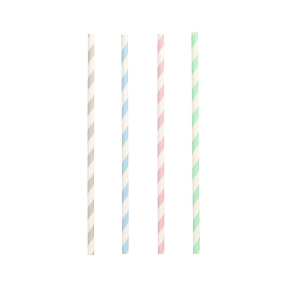 Papstar Trinkhalme, Papier Ø 6 mm · 20 cm farbig sortiert "Stripes"