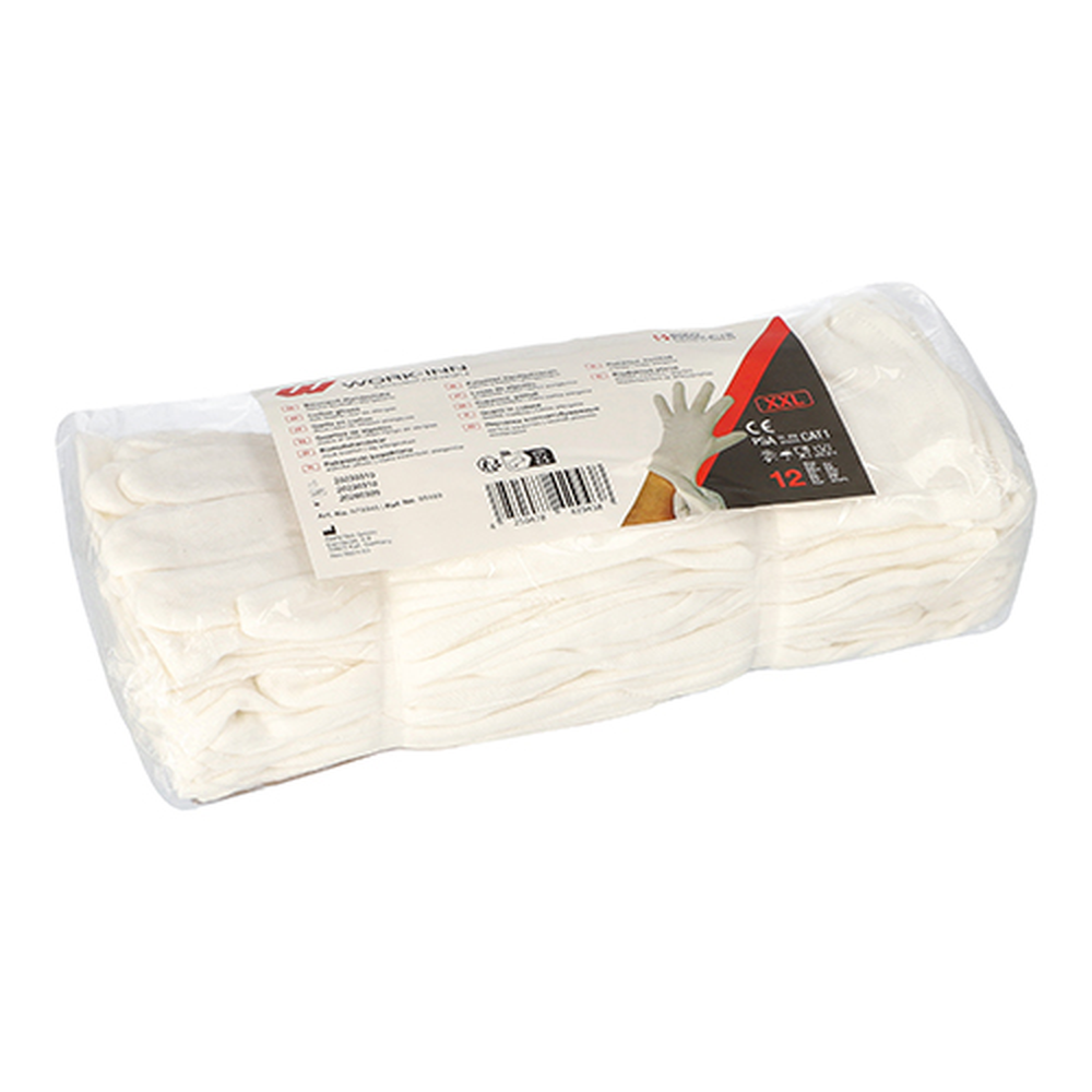 Papstar Paar "WORK-INN/-PS" Baumwollhandschuhe weiss Größe: 2XL
