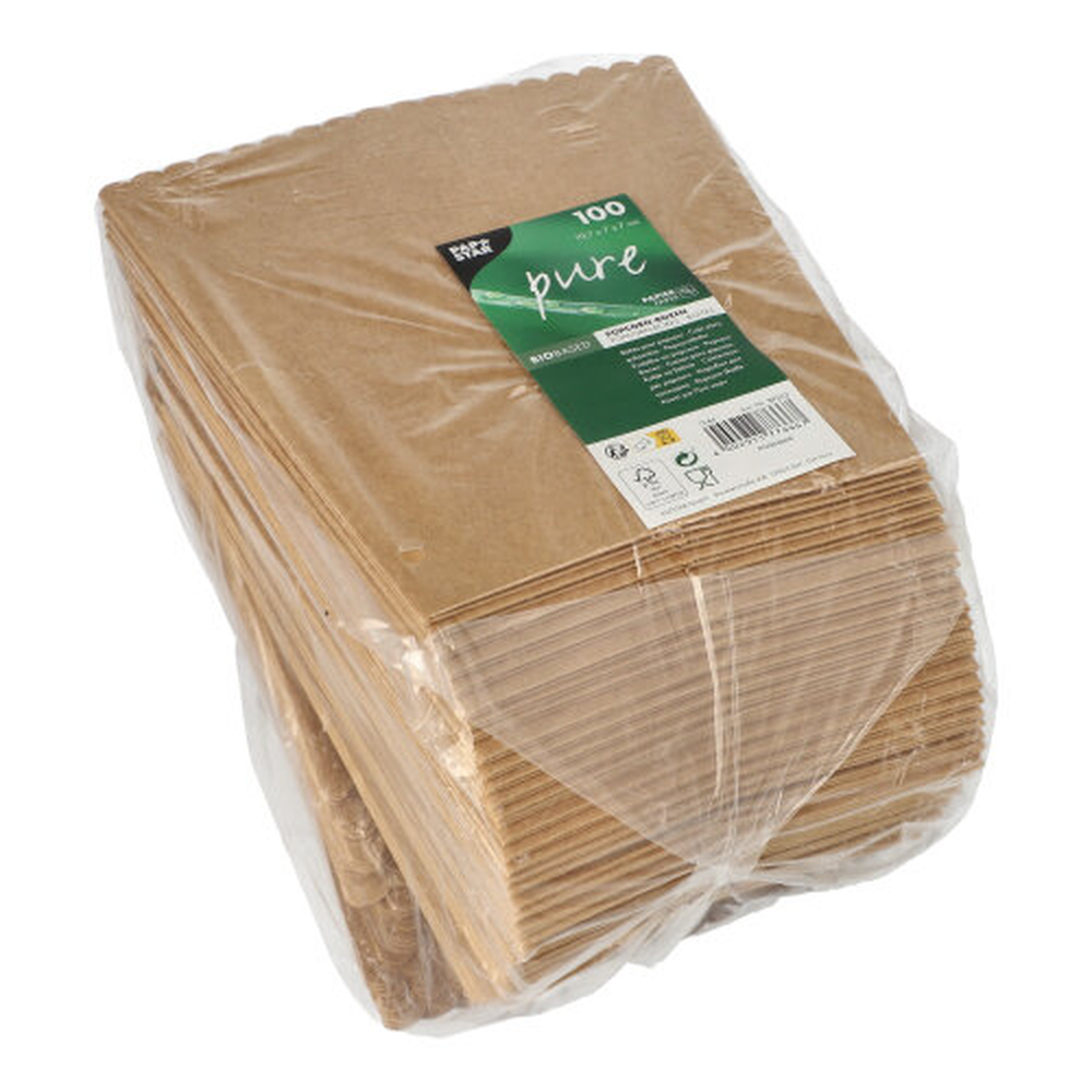 PAPSTAR Popcorn-Boxen Pappe pure eckig 1300 ml 19,7 cm x 7 cm x 7 cm braun