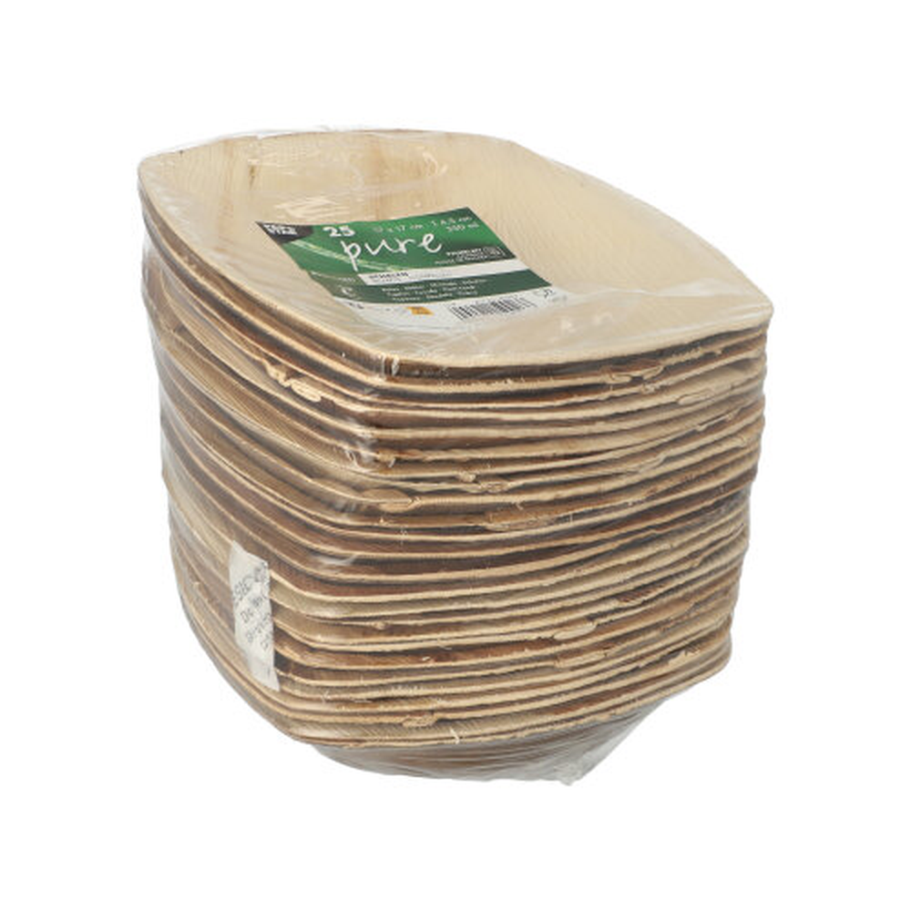 Papstar Schalen Palmblatt "pure" 350 ml 4,5 cm x 17 cm x 17 cm natur "QUADRATO"