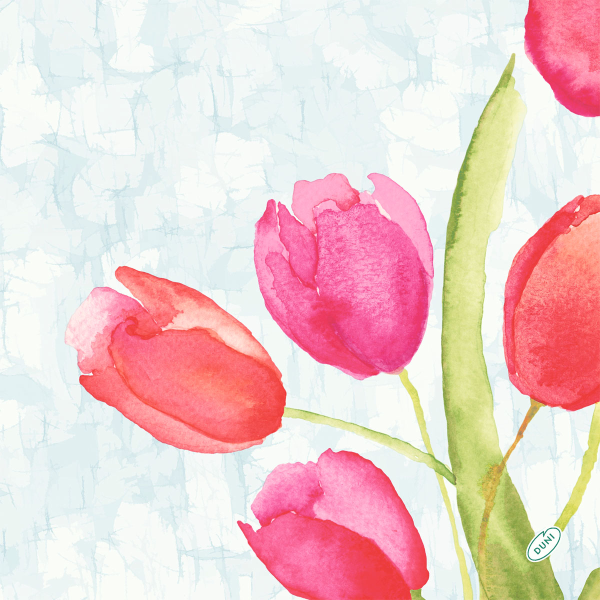 Duni Motiv-Bio-Dunisoft-Servietten 40 X 40 cm, 1/4-Falz Painted Tulips