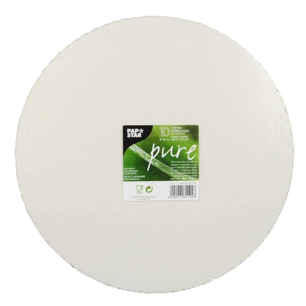 Papstar Tortenunterlagen, Pappe "pure" rund Ø 28 cm weiss mit gezacktem Rand