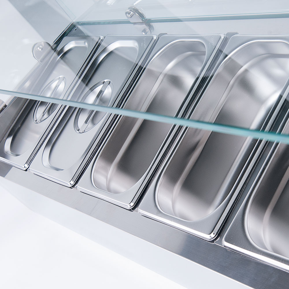 Stalgast Starline Pizzakühlaufsatz mit Glasabdeckung, 5x GN1/4