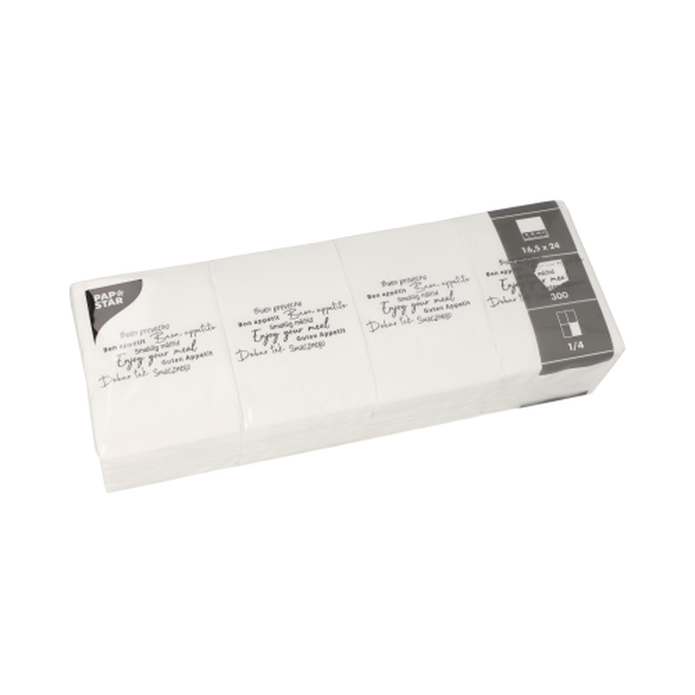 PAPSTAR Snackservietten DAILY Collection 1/4-Falz 24 cm x 16,5 cm weiss E
