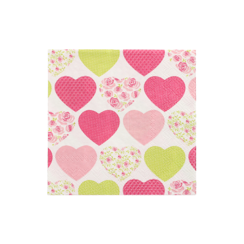 Papstar Servietten, 3-lagig 1/4-Falz 25 cm x 25 cm "Sweetheart"