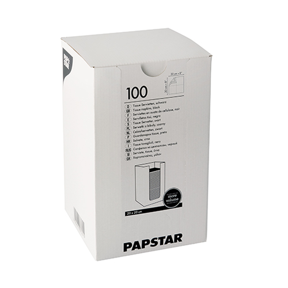 Papstar Servietten, 2-lagig "PUNTO" 1/4-Falz 20 cm x 20 cm schwarz in Spenderbox