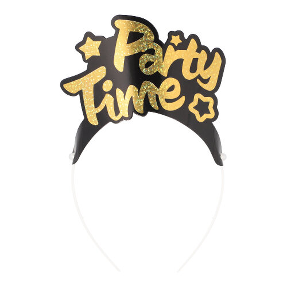 Papstar Haarreifen schwarz/gold ""Party Time" "Metallic""