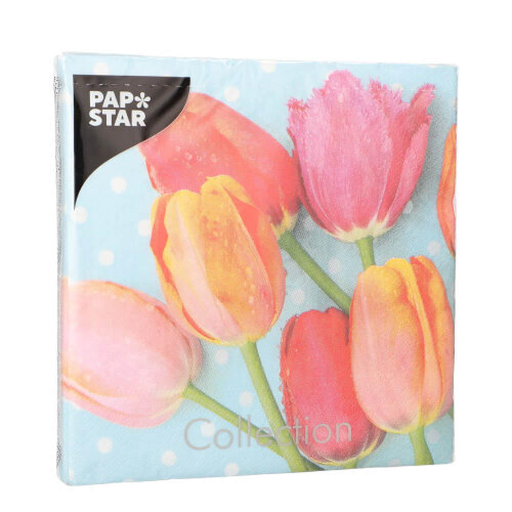 Papstar Servietten, 3-lagig 1/4-Falz 33 cm x 33 cm "Bella Tulipa"