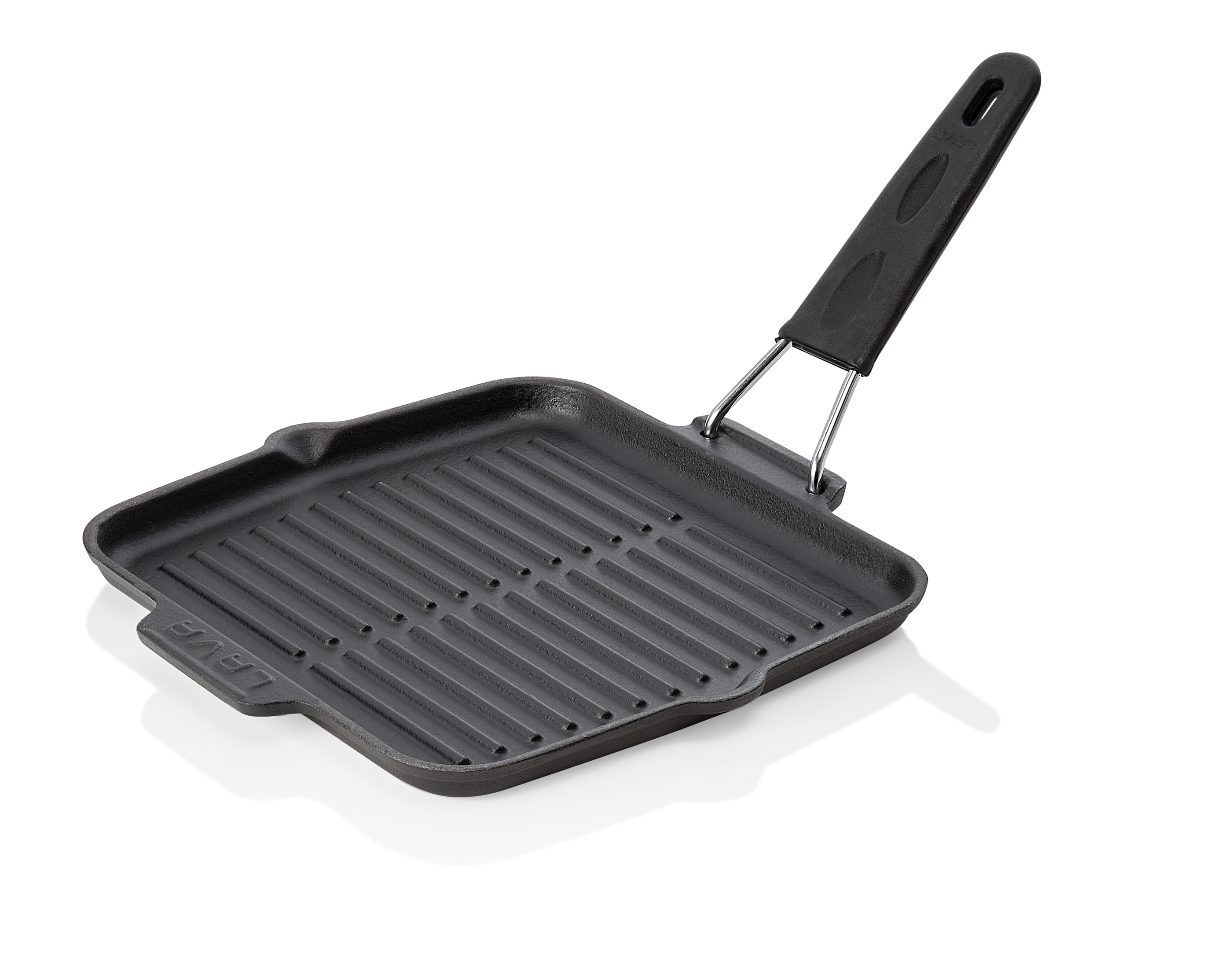 WAS Grillpfanne Stiel 19 cm 21 x 21 x 2 cm Edelstahl/Silikon/Gusseisen