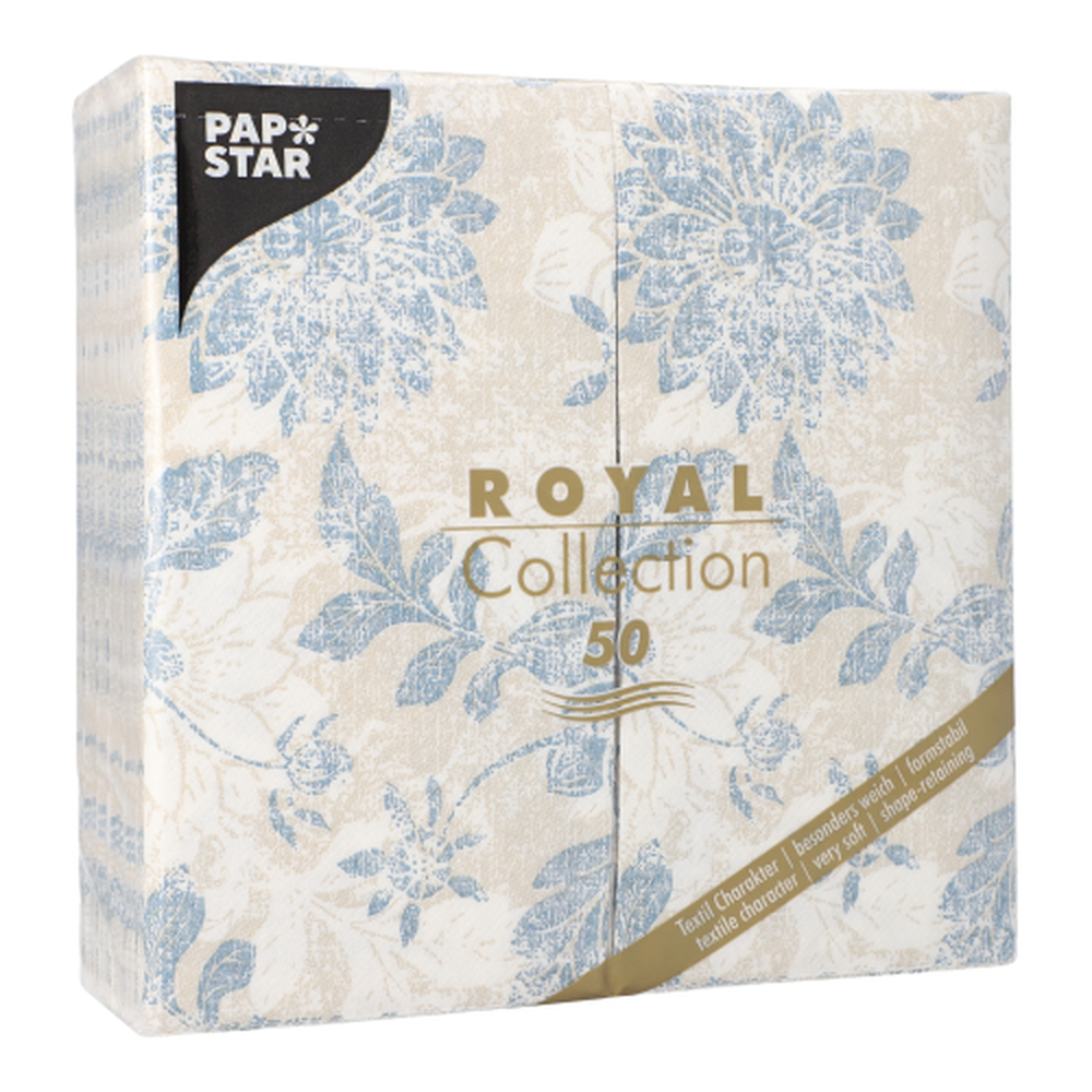 PAPSTAR Servietten ROYAL Collection 1/8-Falz 40 cm x 40 cm arktikblau Flo
