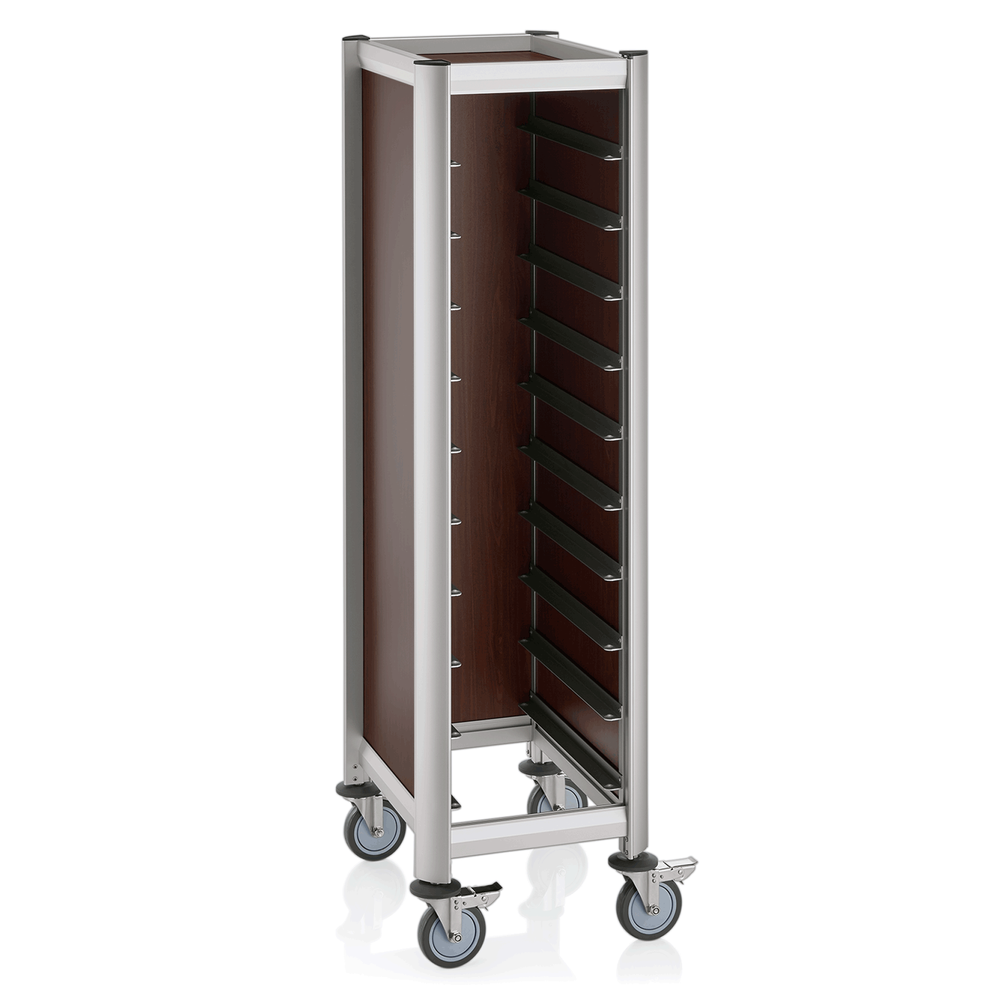 WAS Tablettwagen SINGLE GN 1/1 MENSA, für 10 Tabletts, braun, 60,5 x 44,5 x 165 