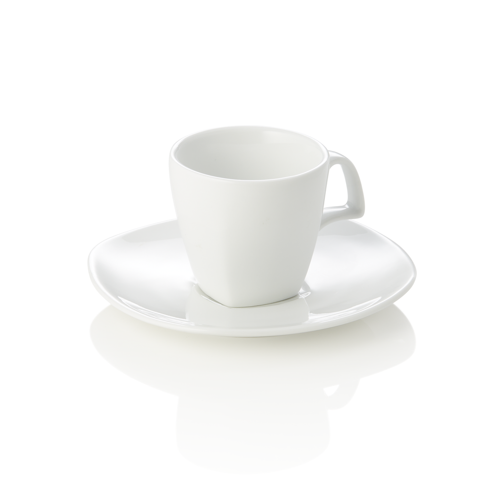 WAS Espressotasse mit Untertasse Set, 80 ml, Set á 4 Stück, Porzellan