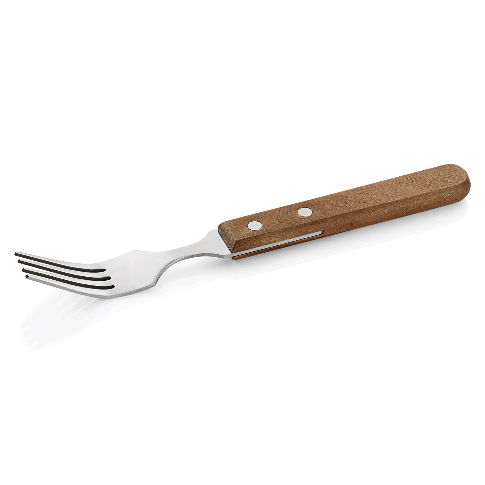 WAS Steakgabel Set mit Kiefernholzgriff, 20 cm, Set á 12 Stück, Holz, Edelstahl
