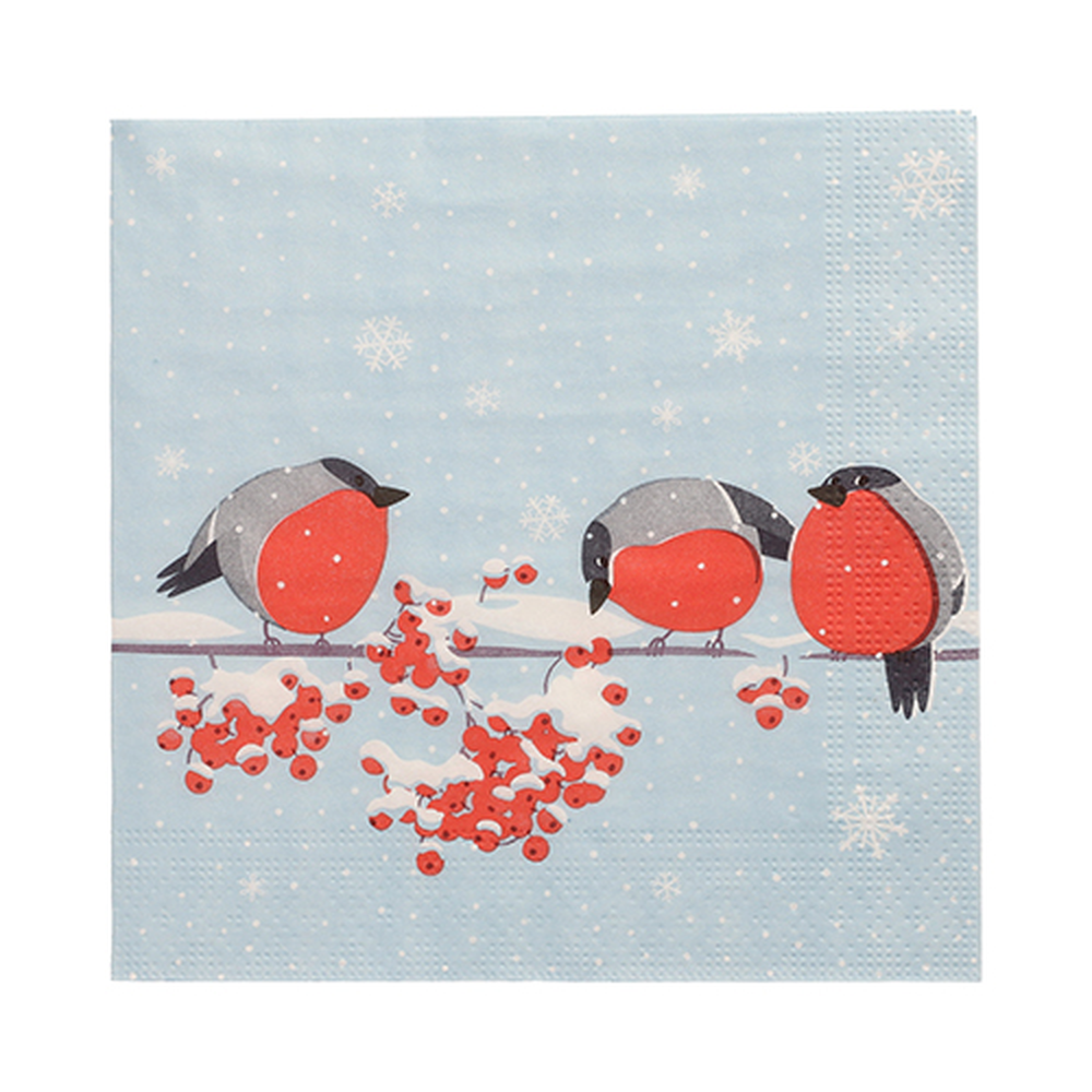 Papstar Servietten, 3-lagig 1/4-Falz 33 cm x 33 cm "Red Gorded Birds"