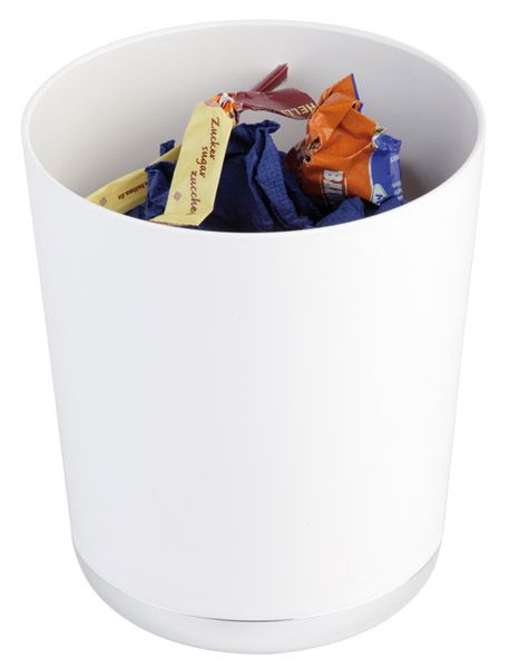 APS Tischreste- / Besteckbehälter Ø 13 cm, H: 15 cm, weiß mit verchromten Boden