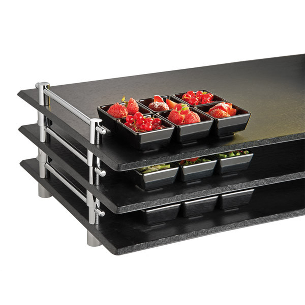 APS GN 1/1 Tablett 53 x 32,5 cm, H: 6 cm , Melamin, schwarz, Schieferlook