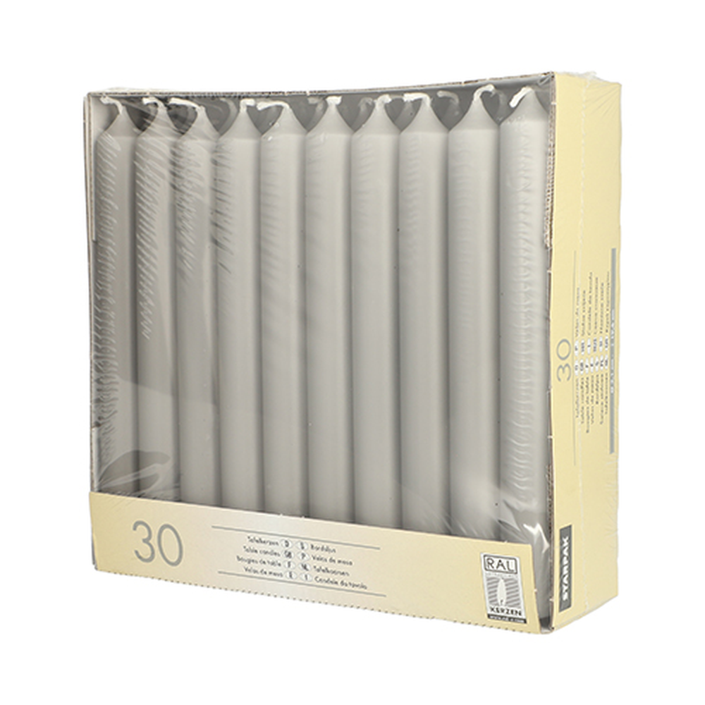 Papstar Tafelkerzen Ø 2,1 cm · 19,6 cm grau