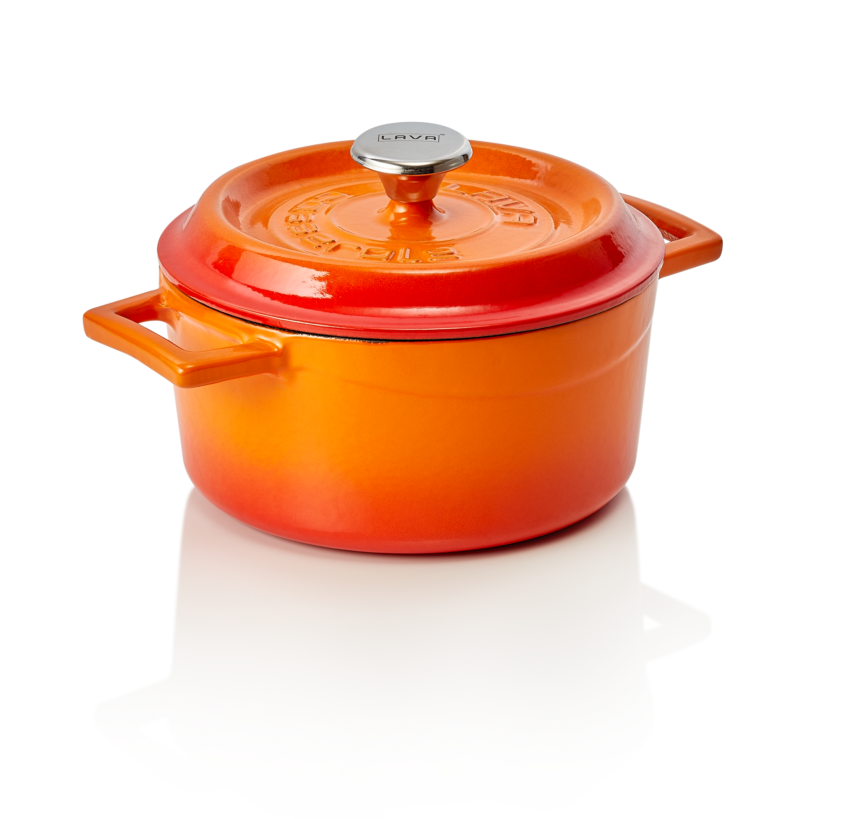 WAS Cocotte Ø oben 16,5 cm Höhe 8,2 cm orange Gusseisen