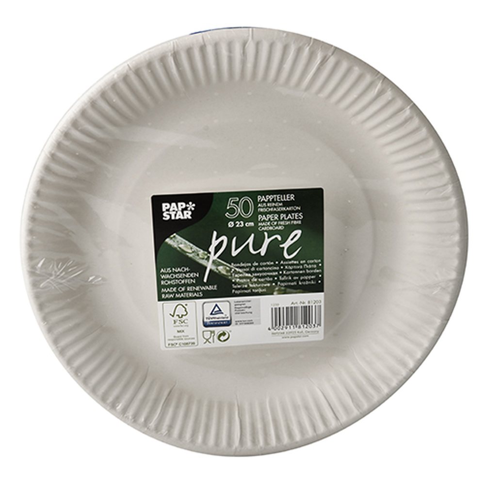 Papstar Teller, Pappe "pure" rund Ø 23 cm weiss